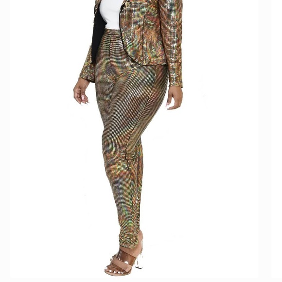 Plus Disco Gold Metallic 2 Piece Jacket Set - Picture 7 of 7